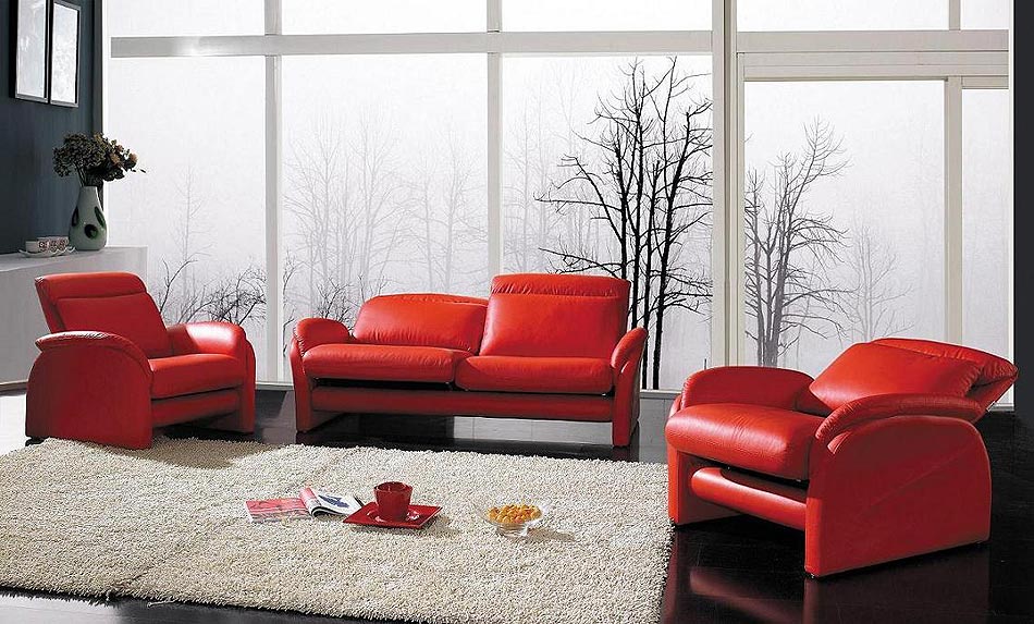 красная мебель в интерьере