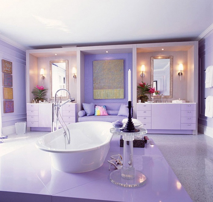 лавандовый цвет в интерьере ванной